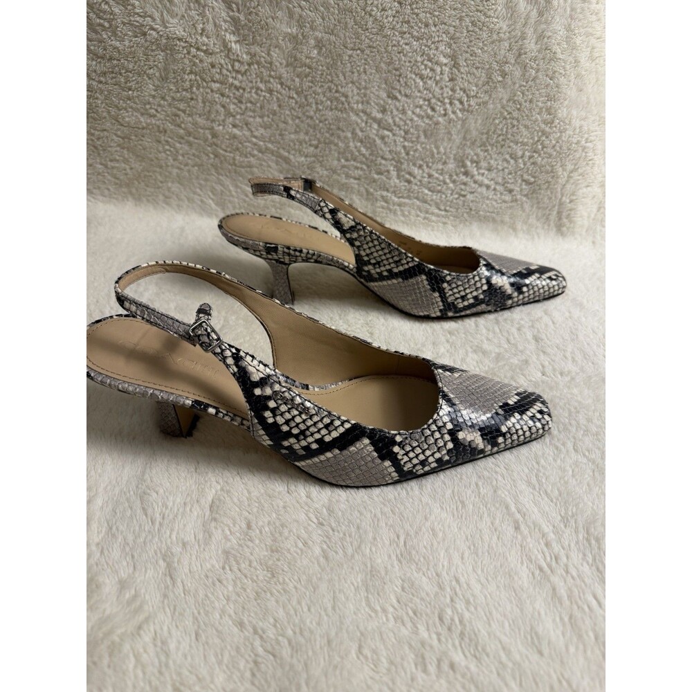 NIB COACH Slingback Heel With Snake Print ~ US 89~ Leather Natural ~ CDG08